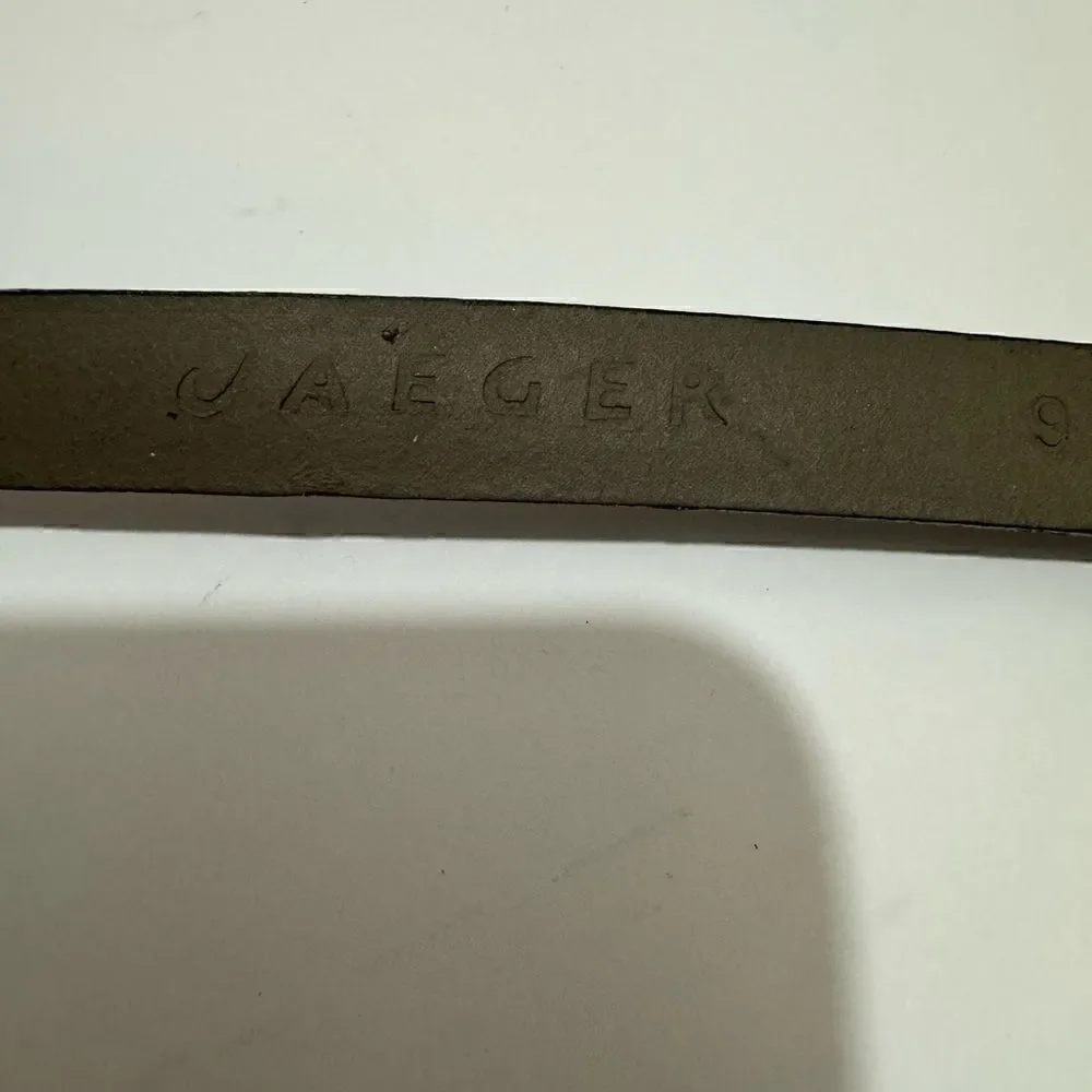 Jaeger dark brown  skinny leather belt  embellished buckle Italy made